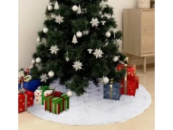 vidaXL Luxus-Weihnachtsbaumdecke Weiß 150 cm Kunstpelz