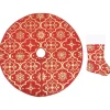vidaXL Luxus-Weihnachtsbaumdecke mit Socke Rot 90 cm Stoff