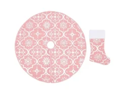 vidaXL Luxus-Weihnachtsbaumdecke mit Socke Rosa 90 cm Stoff