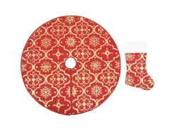 vidaXL Luxus-Weihnachtsbaumdecke mit Socke Rot 122 cm Stoff