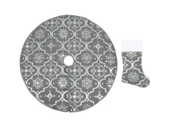 vidaXL Luxus-Weihnachtsbaumdecke mit Socke Grau 90 cm Stoff