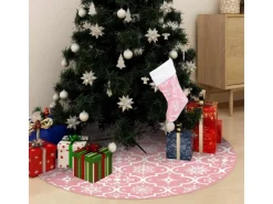 vidaXL Luxus-Weihnachtsbaumdecke mit Socke Rosa 150 cm Stoff