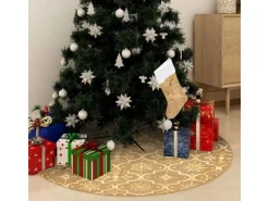 vidaXL Luxus-Weihnachtsbaumdecke mit Socke Gelb 122 cm Stoff