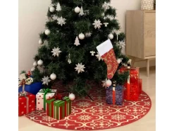 vidaXL Luxus-Weihnachtsbaumdecke mit Socke Rot 150 cm Stoff