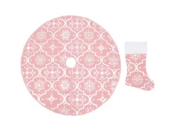 vidaXL Luxus-Weihnachtsbaumdecke mit Socke Rosa 122 cm Stoff
