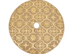 vidaXL Luxus-Weihnachtsbaumdecke mit Socke Gelb 90 cm Stoff