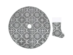 vidaXL Luxus-Weihnachtsbaumdecke mit Socke Grau 150 cm Stoff