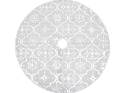 vidaXL Luxus-Weihnachtsbaumdecke mit Socke Weiß 150 cm Stoff