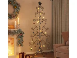 vidaXL Metall-Weihnachtsbaum für Dekorationen Schwarz 215 cm