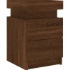 vidaXL Nachttisch mit LED-Leuchten Braun Eiche-Optik 35x39x55 cm