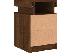 vidaXL Nachttisch mit LED-Leuchten Braun Eiche-Optik 35x39x55 cm