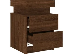 vidaXL Nachttisch mit LED-Leuchten Braun Eiche-Optik 35x39x55 cm