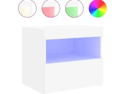 vidaXL Nachttisch mit LED-Leuchten Weiß 50x40x45 cm