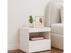 vidaXL Nachttisch mit LED-Leuchten Weiß 50x40x45 cm