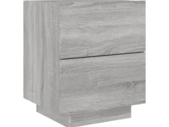 vidaXL Nachttisch mit LED-Leuchten Grau Sonoma Holzwerkstoff
