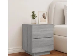 vidaXL Nachttisch mit LED-Leuchten Grau Sonoma Holzwerkstoff