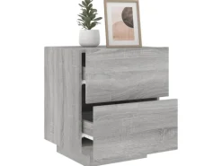 vidaXL Nachttisch mit LED-Leuchten Grau Sonoma Holzwerkstoff