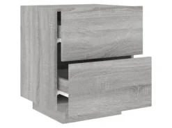 vidaXL Nachttisch mit LED-Leuchten Grau Sonoma Holzwerkstoff