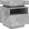 vidaXL Nachttisch mit LED-Leuchten Betongrau 40x39x48,5 cm