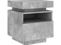 vidaXL Nachttisch mit LED-Leuchten Betongrau 40x39x48,5 cm