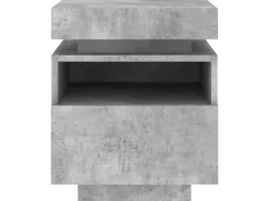 vidaXL Nachttisch mit LED-Leuchten Betongrau 40x39x48,5 cm