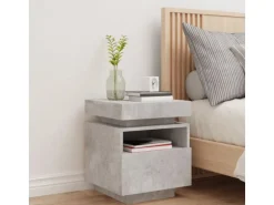 vidaXL Nachttisch mit LED-Leuchten Betongrau 40x39x48,5 cm