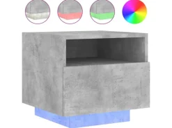 vidaXL Nachttisch mit LED-Leuchten Betongrau 40x39x37 cm