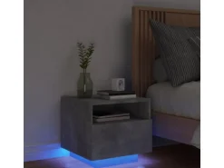 vidaXL Nachttisch mit LED-Leuchten Betongrau 40x39x37 cm
