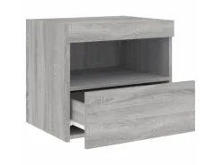 vidaXL Nachttische mit LED-Leuchten 2 Stk Grau Sonoma 50x40x45 cm