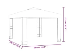 vidaXL Pavillon mit Doppeldach & LED-Lichterkette 3x3 m Anthrazit