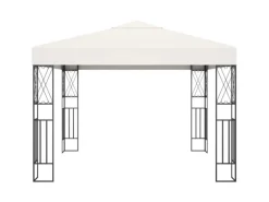 vidaXL Pavillon mit LED-Lichterkette 3x3 m Creme Stoff