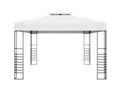 vidaXL Pavillon mit LED-Lichterkette 4x3x2,7 m Weiß
