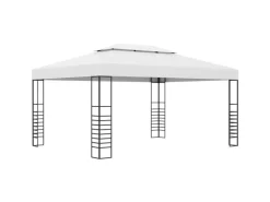 vidaXL Pavillon mit LED-Lichterkette 4x3x2,7 m Weiß