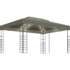 vidaXL Pavillon mit LED-Lichterkette 3x4 m Taupe