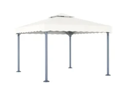 vidaXL Pavillon mit LED-Lichterkette 300x300 cm CremeWeiß Aluminium