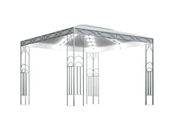 vidaXL Pavillon mit LED-Lichterkette 300x300 cm CremeWeiß