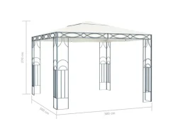 vidaXL Pavillon mit LED-Lichterkette 300x300 cm CremeWeiß