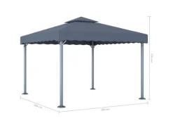 vidaXL Pavillon mit LED-Lichterkette 300x300 cm Anthrazit Aluminium