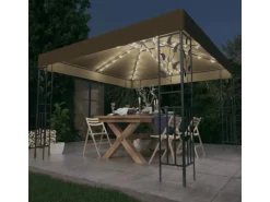 vidaXL Pavillon mit LED-Lichterkette 3x3 m Taupe Modell 1