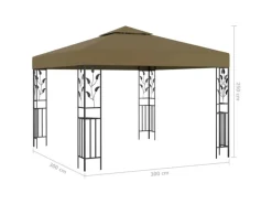 vidaXL Pavillon mit LED-Lichterkette 3x3 m Taupe Modell 1