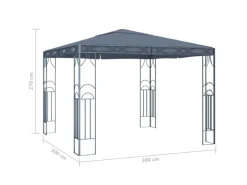 vidaXL Pavillon mit LED-Lichterkette 300x300 cm Anthrazit