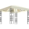 vidaXL Pavillon mit LED-Lichterkette 3x3 m CremeWeiß