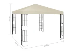 vidaXL Pavillon mit LED-Lichterkette 3x3 m CremeWeiß