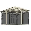 vidaXL Pavillon mit Moskitonetz & LED-Lichterkette 3x3x2,73m CremeWeiß