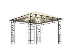 vidaXL Pavillon mit Moskitonetz & LED-Lichterkette 3x3x2,73m CremeWeiß