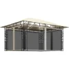 vidaXL Pavillon mit Moskitonetz & LED-Lichterkette 4x3x2,73m CremeWeiß