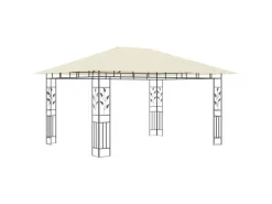 vidaXL Pavillon mit Moskitonetz & LED-Lichterkette 4x3x2,73m CremeWeiß