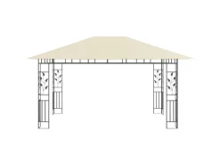 vidaXL Pavillon mit Moskitonetz & LED-Lichterkette 4x3x2,73m CremeWeiß