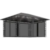 vidaXL Pavillon mit Moskitonetz & LED-Lichterkette 4x3x2,73m Anthrazit