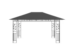 vidaXL Pavillon mit Moskitonetz & LED-Lichterkette 4x3x2,73m Anthrazit